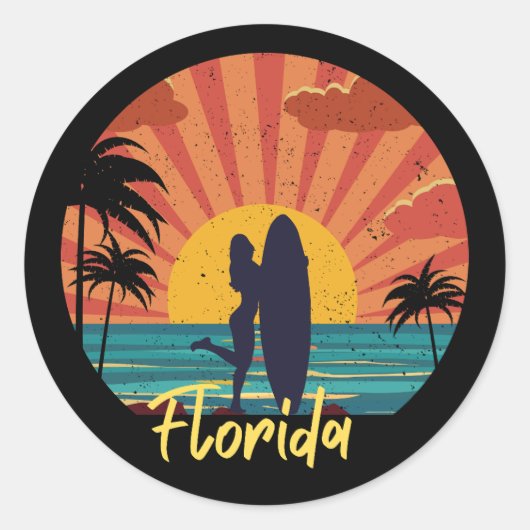 Sticker Rond Beach de Floride (Devant)