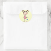 Sticker Rond Beach Girl avec torchon et cadeaux (Sac)
