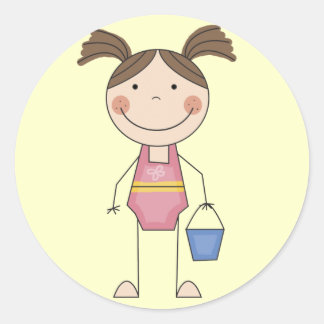 Sticker Rond Beach Girl avec torchon et cadeaux