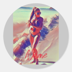 Sticker Rond Beach Girl Thunder_Cove