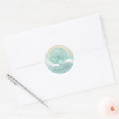 Sticker Rond Beach House Clam Shell Aqua Blue ID623 (Enveloppe)