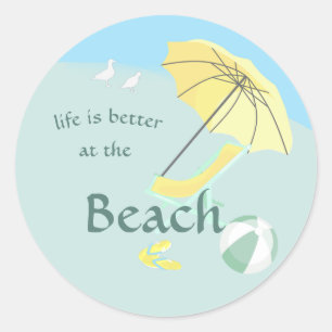 Sticker Rond Beach Lounge Chaise Vie mieux
