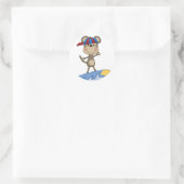 Sticker Rond Beach Monkey - T-shirts et cadeaux de surf (Sac)