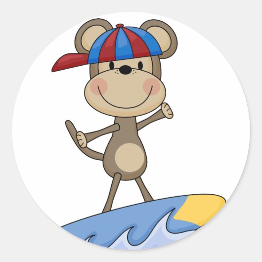 Sticker Rond Beach Monkey - T-shirts et cadeaux de surf (Devant)