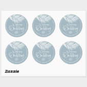 Sticker Rond Beach Palm Feuille Dusty Blue Mariage Bienvenue (Feuille)