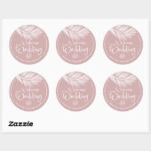 Sticker Rond Beach Palm Leaf Dusty Mariage Rose Bienvenue (Feuille)