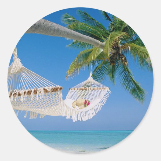 Sticker Rond Beach Paradise Vacances Hammock (Devant)
