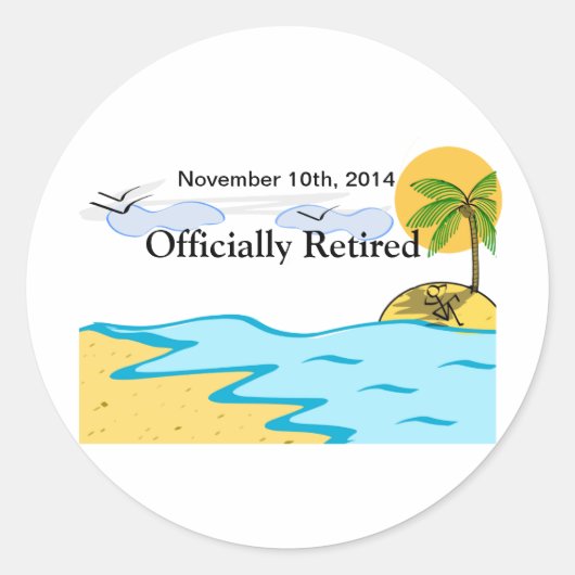 Sticker Rond Beach Retirement Add Name And Date (Devant)