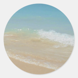 Sticker Rond Beach Sea Waves Blank Seaside Modèle Élégant
