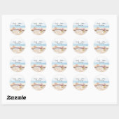 Sticker Rond Beach Seashell Ocean Mountains Nuage Aquarelle (Feuille)