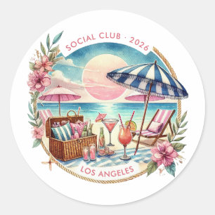 Sticker Rond Beach Social Club Bachelorette Week-end personnali