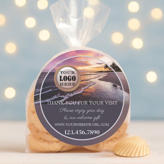 Sticker Rond Beach Sunset Thank You