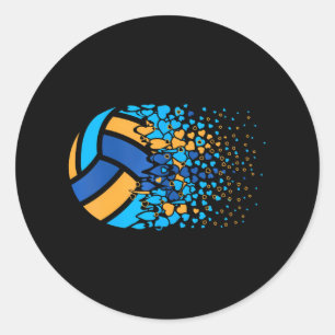 Sticker Rond Beach Volleyball Volleyball Coeur
