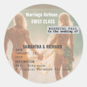 Sticker Rond Beach Wedding Boarding Pass Romantic Beach (Devant)