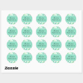 Sticker Rond Beachy White & Green Feuilles tropicaux Mariage Fa (Feuille)