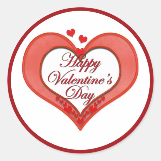 Sticker Rond Beaded Red Heart Valentine (Devant)