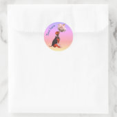 Sticker Rond Beagle Chien blanc rose mignon Personnalisé (Sac)