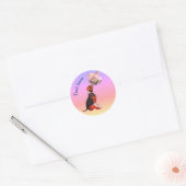 Sticker Rond Beagle Chien blanc rose mignon Personnalisé (Enveloppe)