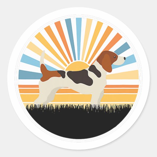 Sticker Rond beagle - chien maman chien papa coucher de soleil (Devant)