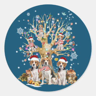 Sticker Rond Beagle Christmas Tree Ornament For Dog Lover