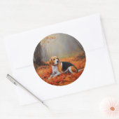 Sticker Rond Beagle en automne Leaves automne Inspire (Enveloppe)