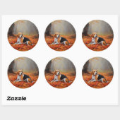 Sticker Rond Beagle en automne Leaves automne Inspire (Feuille)