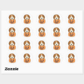 Sticker Rond Beagle En Chiens Doux Citrouilles Bonne Classe Hal (Feuille)