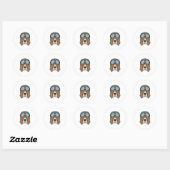 Sticker Rond Beagle en tant que pilote avec casquette pilote (Feuille)