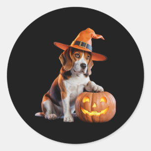 Sticker Rond Beagle Halloween Pour Amoureux de les chiens Costu
