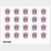 Sticker Rond Beagle patriotique (Feuille)