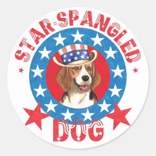 Sticker Rond Beagle patriotique (Devant)
