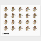Sticker Rond Beagle playing guitar choose (Feuille)