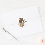 Sticker Rond Beagle playing guitar choose (Enveloppe)