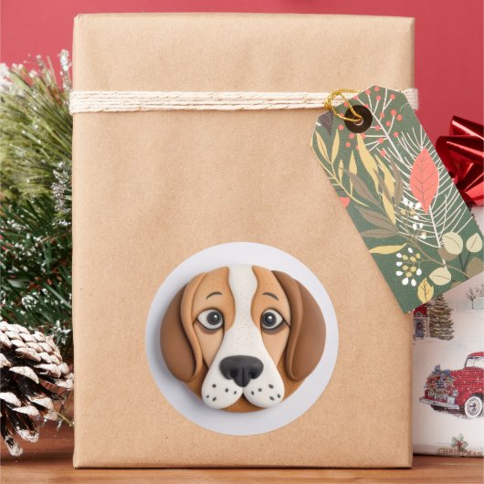 Sticker Rond Beagle Un Beau Cookie Inspiré (vacances)