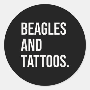 Sticker Rond Beagles Et Tatouages Propriétaire Beagle Chien Enk