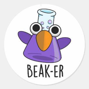 Sticker Rond Beak-er Blague drôle de chimie Pun 