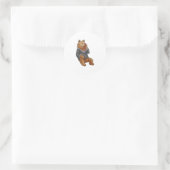 Sticker Rond Bear as Secretary with Phone (Sac)