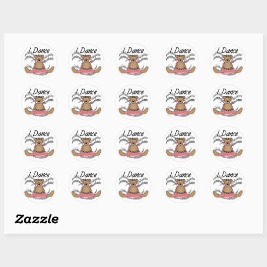 Sticker Rond Bear Ballet Dancer (Feuille)