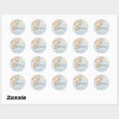 Sticker Rond Bear Balloon Bearly Wait Boy Baby shower bleu (Feuille)