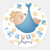 Sticker Rond Bear Blue Baby shower bébé garçon (Devant)