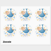 Sticker Rond Bear Blue Baby shower bébé garçon (Feuille)