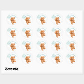 Sticker Rond Bear Blue Balloon TEAM GARÇON Genre Reveal Jeu (Feuille)
