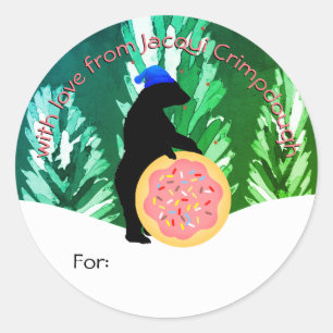 Sticker Rond Bear Christmas cookie personnalisé à partir de