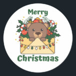 Sticker Rond Bear Christmas Letter Winter Animals Bears<br><div class="desc">Merry Christmas. The bear at Christmas a Christmas greeting. Funny animals in the letter for the holidays. A sweet Christmas greeting. Bears are cute animals et perfect pour Christmas.</div>