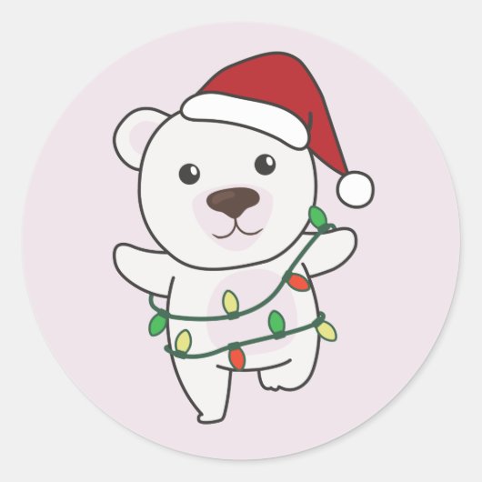 Sticker Rond Bear Christmas Winter Animals Polar Bears (Devant)
