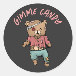 Sticker Rond Bear en Teddy rose mignonne Zombie Gimme Candy Hal