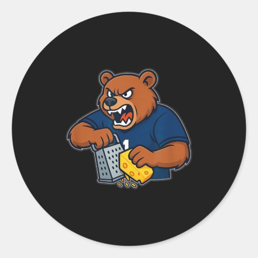 Sticker Rond Bear Grating Cheese Funny  (Devant)