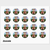 Sticker Rond Bear Holding Bouquet Flower-30926 (Feuille)