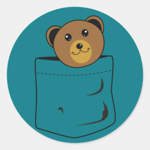 Sticker Rond Bear in pocket