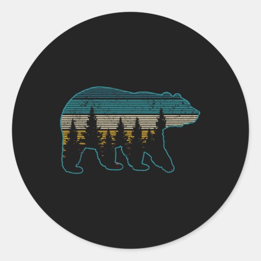 Sticker Rond Bear Nature Grizzly Brown Black Bear Hiking Huntin (Devant)